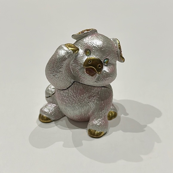 Vintage Jeweled Pig Trinket Box DZ Collectable Beautiful Dazzler Collection - Picture 3 of 12